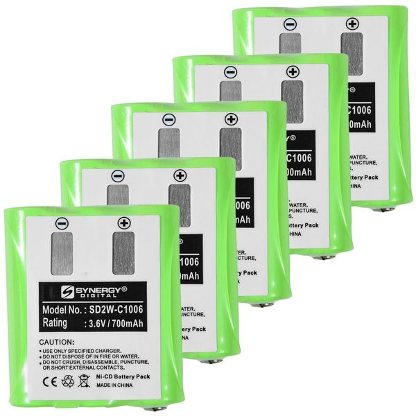 Synergy Digital 2-Way Radio Batteries, Compatible with Motorola T5820 2-Way Radio, (Ni-CD, 3.6V, 700 mAh), Replacement for Motorola 53615 Battery, Combo-Pack Includes: 5 x SD2W-C1006 Batteries