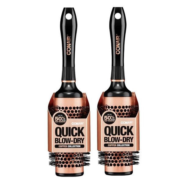 2 Pack Conair Quick Blow-Dry Thermal Square Hairbrush