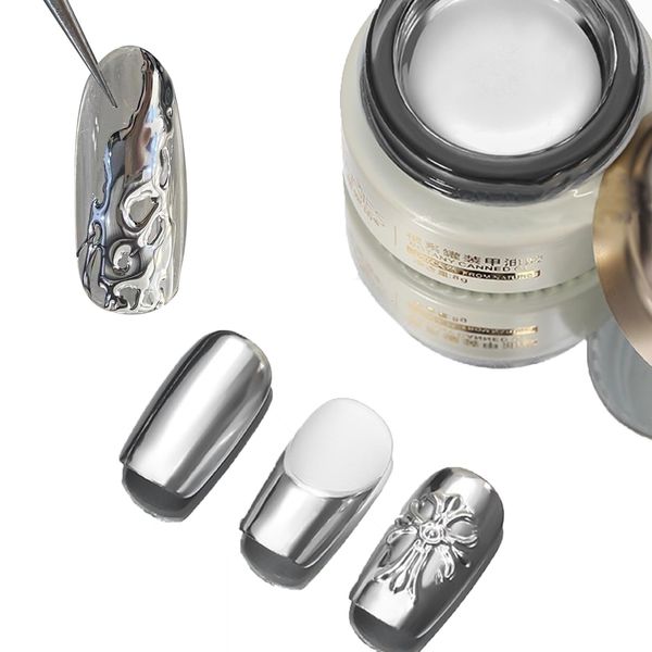 Ezyuanchly Metallic Painting Gel,holographic nail polish,Reflective Mirror Metal for Nails Art,Silver Painted Gel Nail Polish,3D Metal Mirror Effect Premium Salon Nail Glitter Manicure Pigments