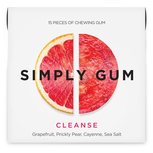 Simply Gum | Cleanse with Grapefruit and Prickly Pear | Pack of Six (90 Pieces Total) | Synthetic Free + Aspartame Free + non GMO