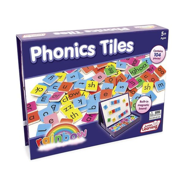 Junior Learning Rainbow Phonics Tiles with Built-in Magnetic Board Multi