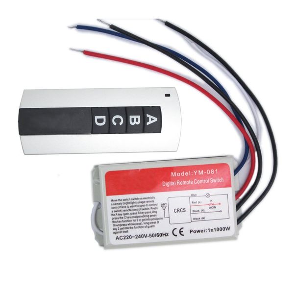 NAMVO Wall Switch and Remote Control one-Way ON/Off 220V - 240V Light Digital Radio Wall Switch with Remote Control Delay Function