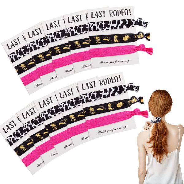 30 Pieces Cowgirl Bachelorette Party Hair Ties Last Rodeo Bachelorette Party Favors Bride Bridesmaid Gifts Hair Ties Cards Disco and Cowgirl Bachelorette Theme Party Gift Supplies, 3 Styles