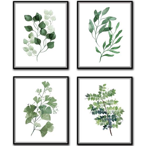 ELEVENSPACE Floral Wall Art Decor,Black And White Canvas Wall Decor Art,Modern Abstract Wall Art for Living Room Bathroom Prints Poster,8x10 Inch Set of 4,Unframed