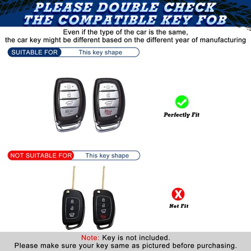 Xotic Tech Set Black TPU Full Protect Remote Control Key Fob Cover Shell Case w/Keychain Compatible with Hyundai Elantra GT Ioniq Sonata Tucson Accent Creta Venue I40 X35 I45