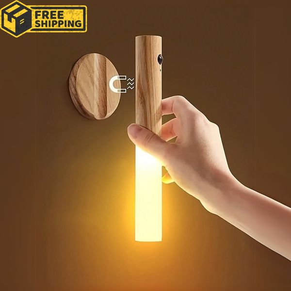 Motion Sensor LED Night Light Magnetic Wall Lamp USB Rechargeable Stick-On Light