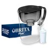 Large 10 Cup Water Filter Pitcher, 1 plus Filter, Everyday, Black (Package Ma...