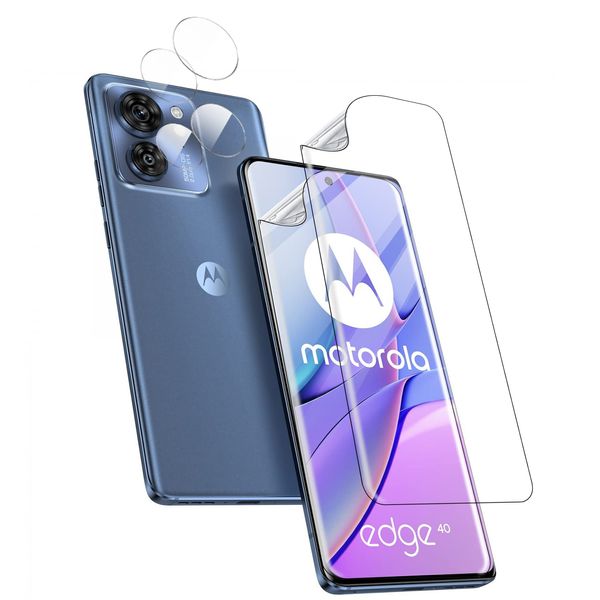 GIOPUEY Screen Protector Compatible with Motorola Edge 40, 2 Pack Soft Screen Protector + 2 Pack Camera Protector, 9H, No bubbles, Scratch Resistant (A-Transparent)