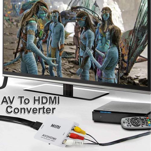 AV to HDMI Converter, RCA to HDMI Converter, 1080P Video Audio Composite Mini Adapter Supporting PS2/ PS3/ PS4/ DVD/DDTV/Projector with USB Power Cable (White)
