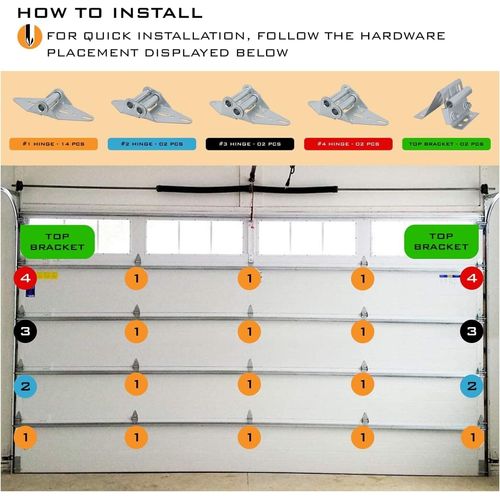 Double Garage Door Hardware Kit Roller/Hinge/Wire Rope For 16'x8' and 18'x8'