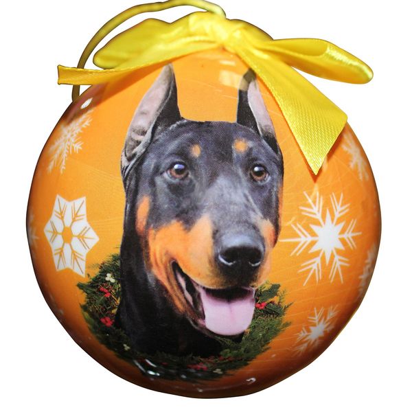 Doberman Christmas Ornament Shatter Proof Ball