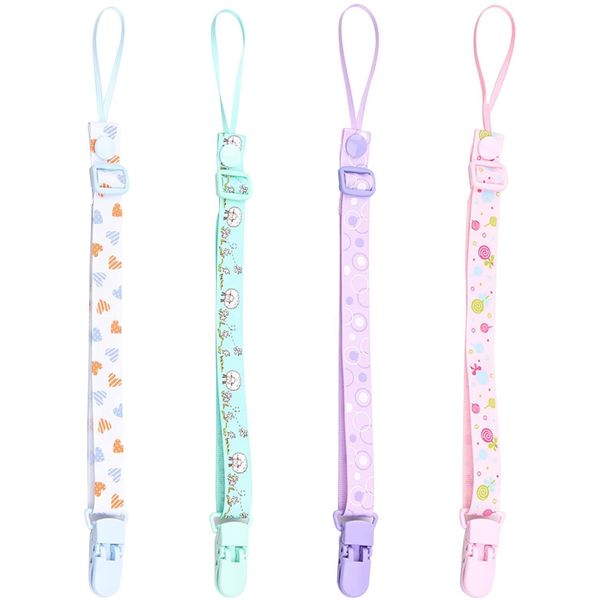 Mikiuly Pacifier Clip, Pacifier Strap, Anti-Skid, Pacifier, Anti-Skid, Anti-slip Chain, Cute Pacifier, Newborn Pacifier Chain, 4 Straps to Prevent Dropping