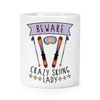 Beware Crazy Skiing Lady Makeup Brush Pencil Pot