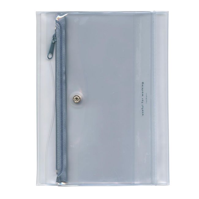 isshoni. N1933 Recycled PVC B6 Notebook Cover with Pen Case [Clear Blue]