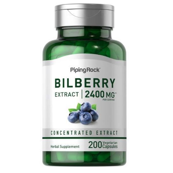 Bilberry Extract Capsules 2400mg | 200 Count | Non-GMO | by Piping Rock