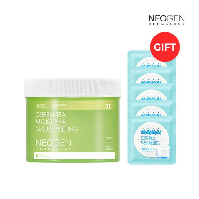 [Neogen] Green Tea Moist Paha Gauze Peeling (30ea) + (Gift) Pore Pad (2ea)*5