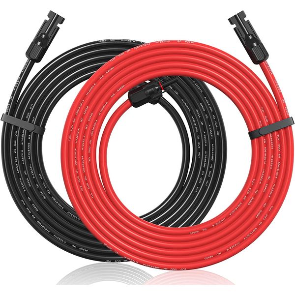 Ruoshi MC4 Cable, 6 m Solar Extension Cable, Solar Panel Connection, Solar Panel Parallel Connection Cable, Solar Panel Cable, MC4 Type, Connector, IP67 Waterproof, Double-Ended Processing, 4SQ, Set