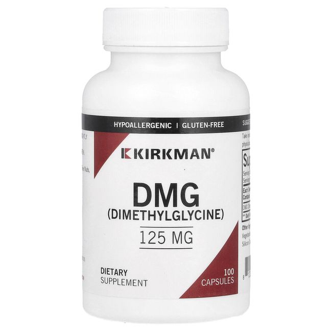 Kirkman Labs DMG Dimethylglycine  125 mg 100 Capsules Casein-Free, Gluten-Free,