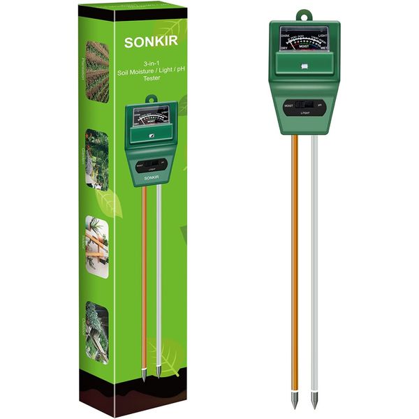 Soil Ph Meter, MS02 3-In-1 Soil Moisture/Light/Ph Tester Gardening Tool Kits ...