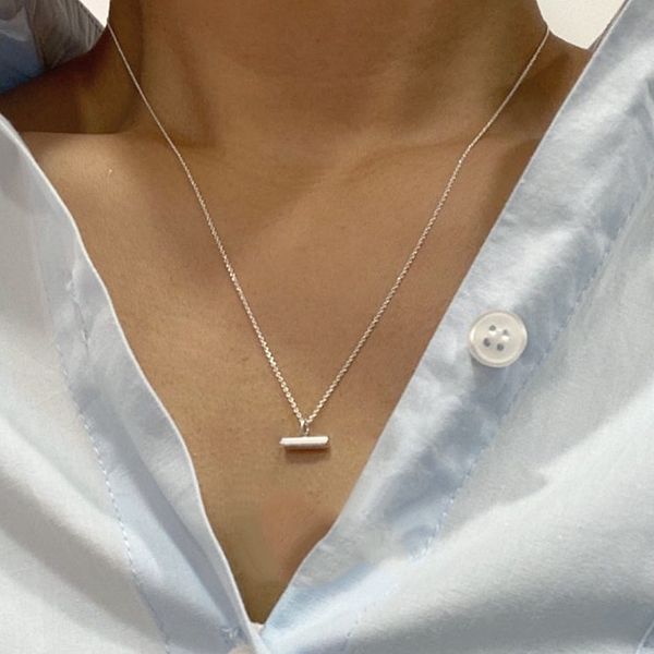 Silver 925 one-piece stick layered necklace