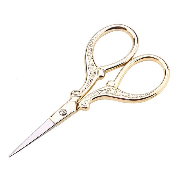 Embroidery Scissors Cross-Stitch Antique Sewing Scissors Stainless Steel Household Needlework Scissors Sewing Shears for DIY Craft Needle Work Art Work (Gold)