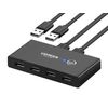 UGREEN USB Switch Selector 2 Computers Sharing 4 USB Devices USB 2.0 Peripheral Switcher Box Hub for Mouse Keyboard Scanner Printer PCs with One-Button Swapping and 2 Pack USB A to A Cable