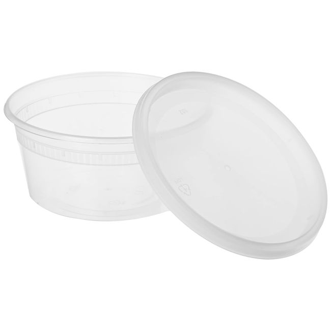 Asporto 8 oz Round Clear Plastic Soup Container - with Lid, Microwavable -  4 1/2 x 4 1/2 x 1 3/4 - 100 count box