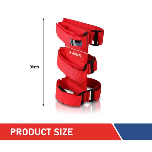 Prywog Pack-1 Fire-Extinguisher Holder, Adjustable Roll Bar with American Flag Pattern, Compatible with Jeep Wrangler 1965-2022 JK JKU TJ CJ Gladiator (Red)