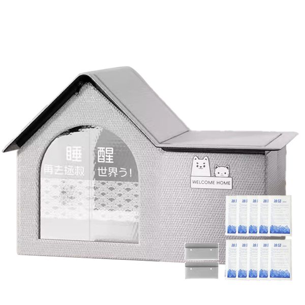 Indoor Pet Cooling House for Cat & Dog, Foldable Cooling House with 10 Ice Packs