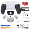 eXtremeRate Silver Real Metal Buttons (RMB) Version RISE 2.0 Remap Kit for ps5 Controller BDM-010 BDM-020 with Black Rubberized Grip White Back Shell, Programable Back Buttons - Without Controller