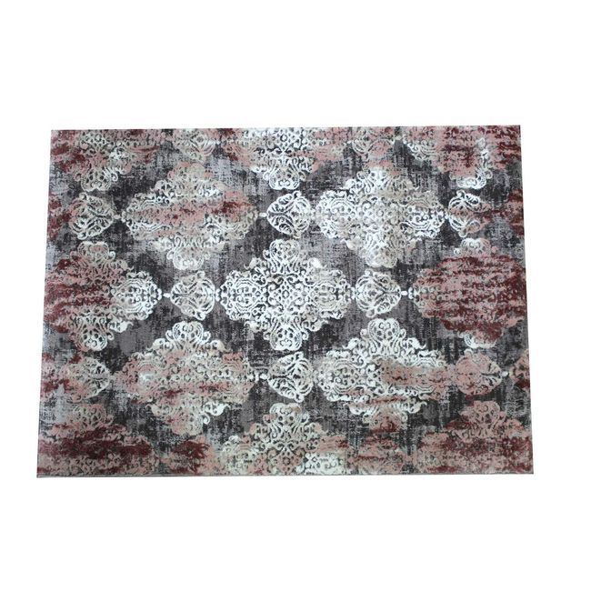 Tufted Oriental Grey/Pink Soft Synthetic Rug 2" X 3" Feet