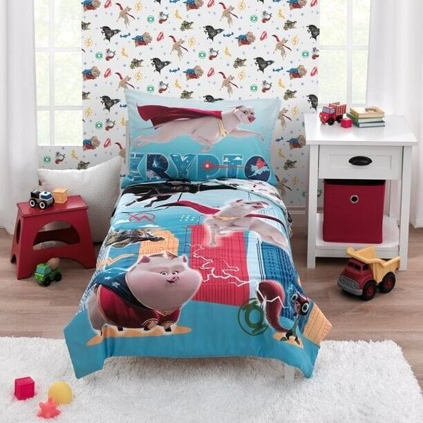 DC League Of Super Pets 4 Piece Toddler Bedding Set NEW