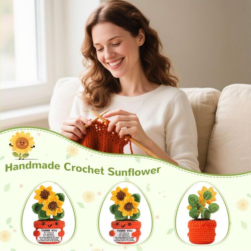Principal Appreciation Gifts Cool Thank You Gift for Women Lady Boss Leader Coworker Farewell Going Away Leaving Teacher Pastor Christian Birthday Graduation Gifts Christmas Positive Crochet Sunflower
