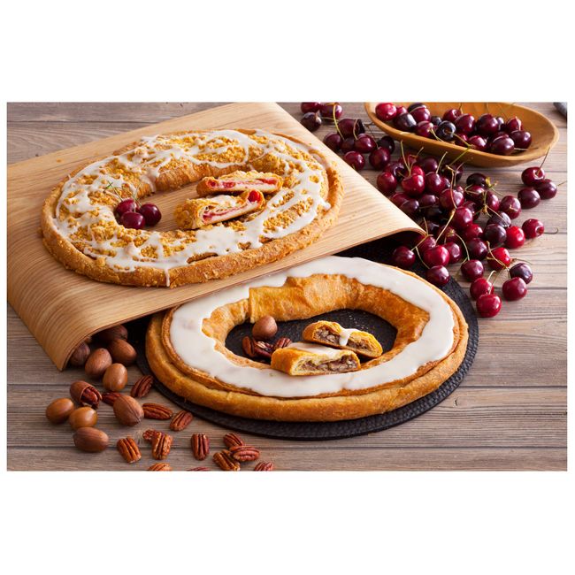 Danish Kringle Pair - Cherry Cheese & Pecan, Danish Pastry, Food Gift, Dessert