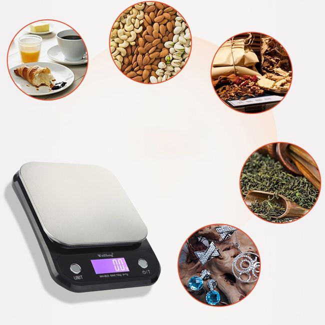 Kitchen Food Scale 10kg/1g 5kg/0.1g USB Charging Waterproof