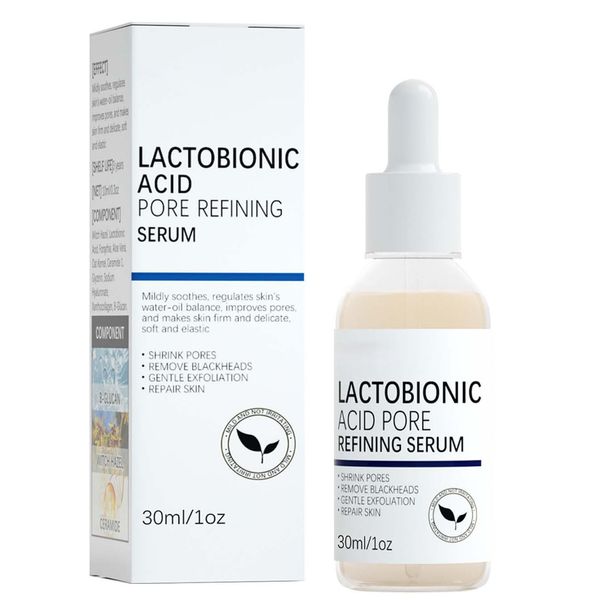 Lactobionic Acid Pore Refining Serum, Lactobionic Acid Pore Shrink Face Serum, Shrink Pore Reduce Fine Lines Facial Liquid, Lactobionic Acid Skin Tightening Oil for Face Anti-Wrinkle 30ml