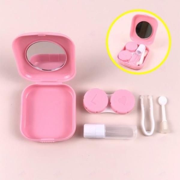 Portable lens case, soft contact lens container, clamp, cleaning container, storage container set, travel, outing, hygiene_MC