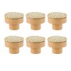 WANGCL 6pcs Rattan Dresser Knobs Handmade Wicker Woven Cabinet Knobs Dresser Handles Drawer Hardware Pulls （Beige）