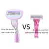 2 Handles + 6 Blades Women Razor Kit Shaver Replacement Heads Bikini Hair Removal Tool Non-Slip Travel Carry-Purple