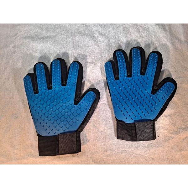 Pet Brush Glove-Set of 2 Righthand-Dog Hair Remover and Cleaning gloves. Blue