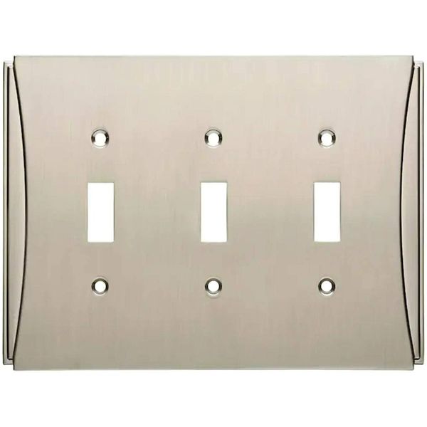 Brainerd W32779-SN Upton Satin Nickel Triple Switch Wall Plate Cover