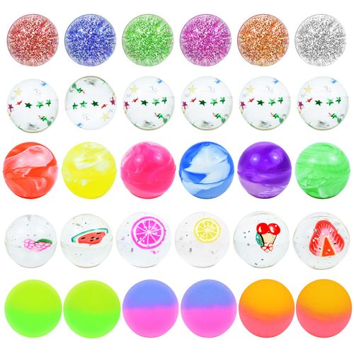 30Pcs Small Bouncy Balls for Kids, 1 inch Rubber Bouncy Balls Bulk Small Rubber Balls Mini Bouncing Ball 25mm Assorted High Bounce Rubber Ball for Birthday Party Favors Bag Fillers Halloween Prizes