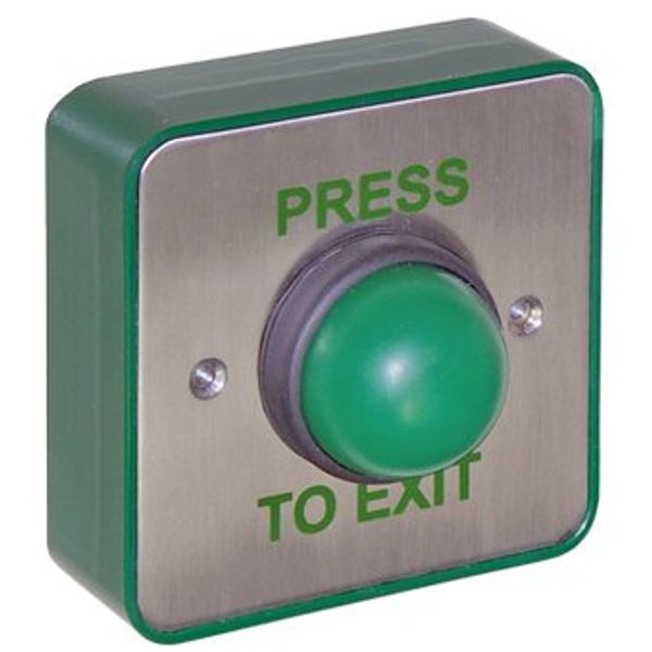 Avocet AEB29 surface st/steele green dome 'PRESS TO EXIT' IP66 rated button