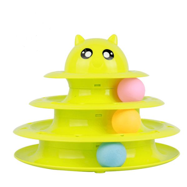 Three-Tier Cat Tower With Rotating Ball Toy - Green