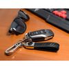 iPick Image Compatible with Ford Focus ST in White Real Black Carbon Fiber Loop-Strap Chrome Hook Key Chain