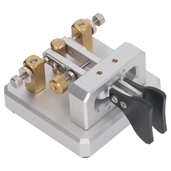 CW Key, Good Workmanship Easy Tapping Automatic Morse Code Key Carbon Fiber Paddles Silver Contact for Training (Silver)