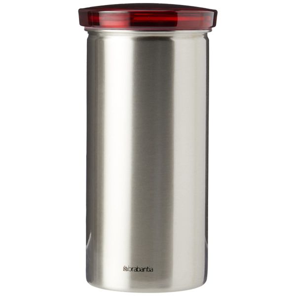 Brabantia Senseo Coffee Pod Storage Jar with Senseo Imprint with Matt Steel Fingerprint Proof Red Lid