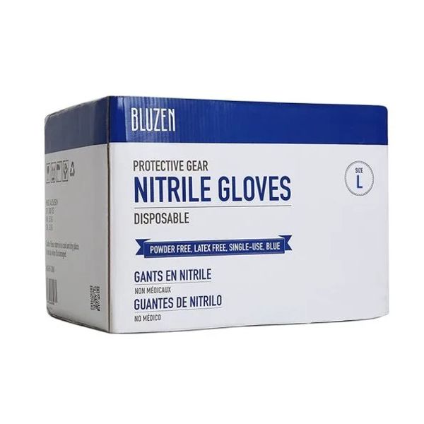 Safety Wercs Bluzen Nitrile Gloves, 4 Mil, Blue, Large, Case Of 1000