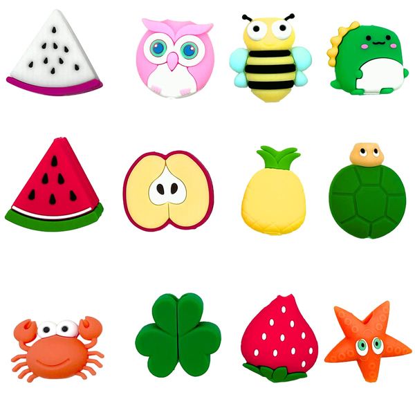 CKANDAY 12 Pack Cute Fruits Animal Cable Protector Saver Chompers Chewers Buddies Protection for Cellphone Phone Accessories Charger Cord USB Charging Cable