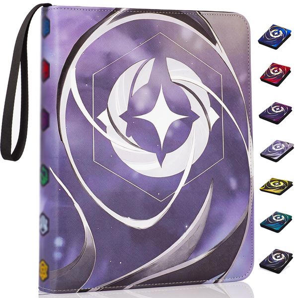 Premium Zipper Binder 990-Pockets Compatible with Lorcana Cards,Trading Cards Album with 3-Ring fit TCG Cards,other Game Cards-Grey